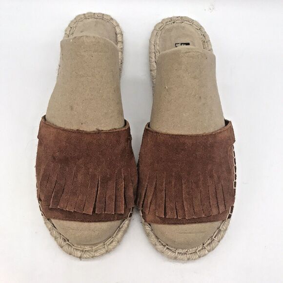 Karl Lagerfeld Euler Slides Women's size 8 Brown Suede Flat Espadrille Sandals - Picture 5 of 11
